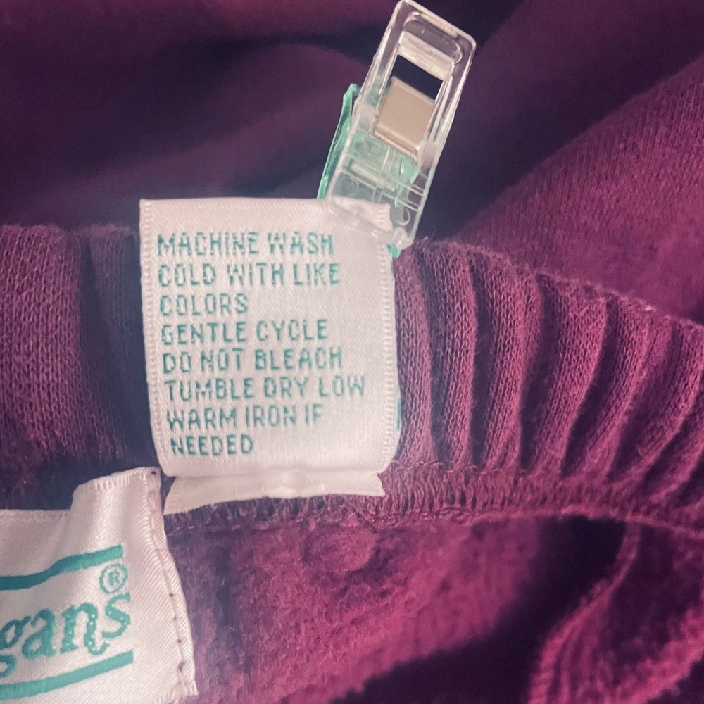Vintage Embroidered Jog Set Size 1X Straight Leg Wine Cottagecore Fall Cozy Warm - Picture 10 of 15